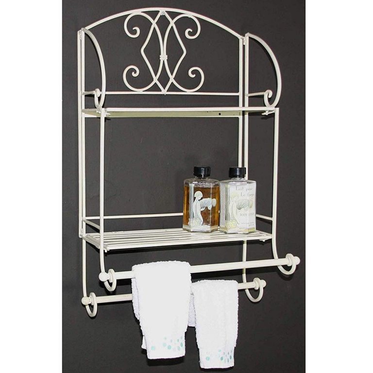 Shabby Chic Wall Mounting TOWEL RAIL Display Shelf in Cream Interior Flair