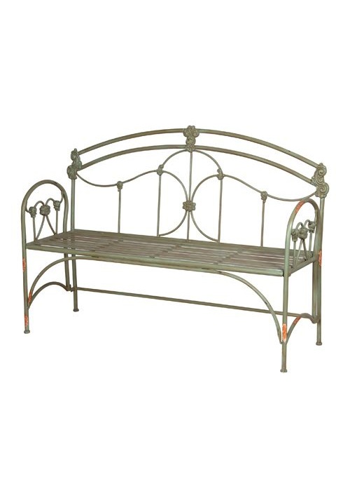 Distressed Metal Garden Bench