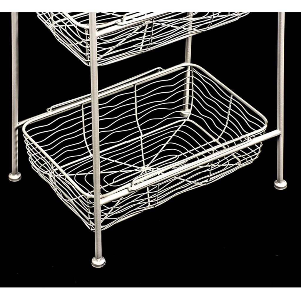 AHL038_3 white wire basket shelf unit