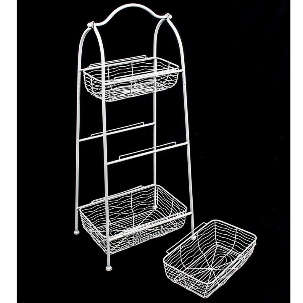 AHL038_4 white wire basket shelf unit