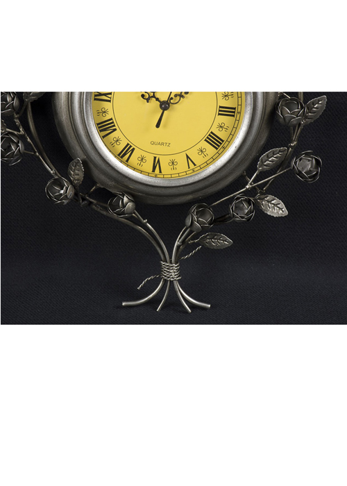 BIM004_4 metal leaves yellow wall clock