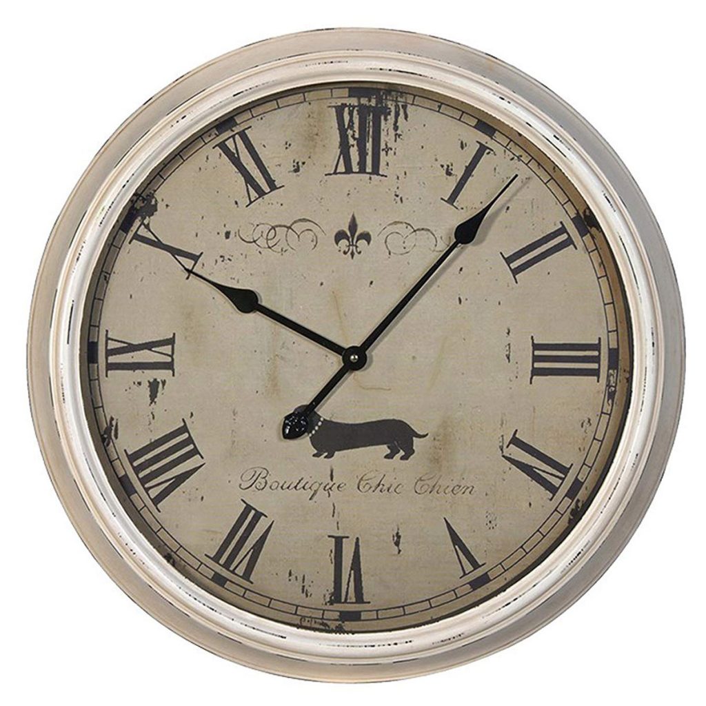 FZZ001 chien dog white clock
