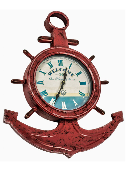 REL012_2 red anchor nautical clock Interior Flair