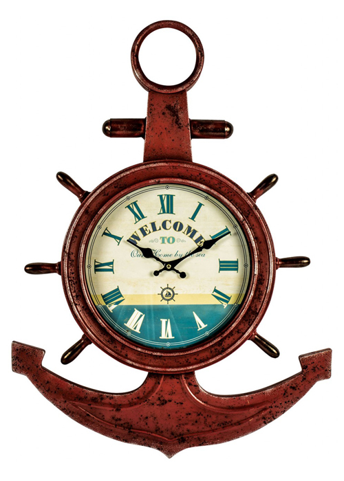 REL012__1 red anchor nautical clock Interior Flair
