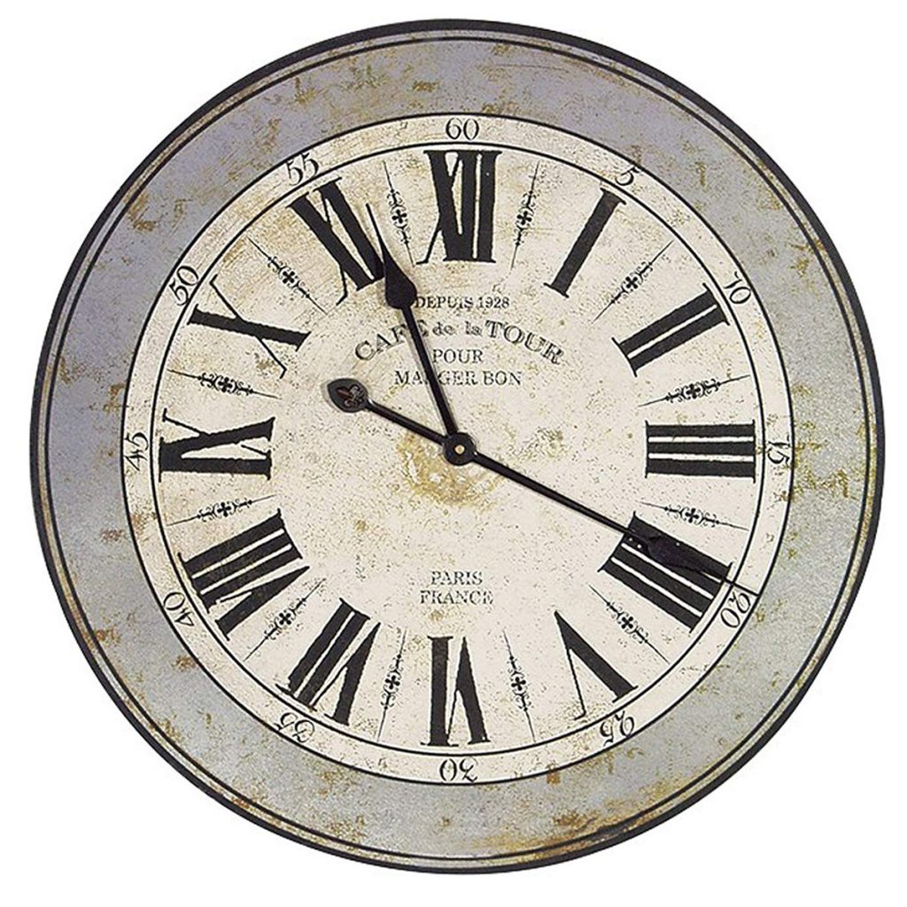 STN199 grey distressed vintage style clock