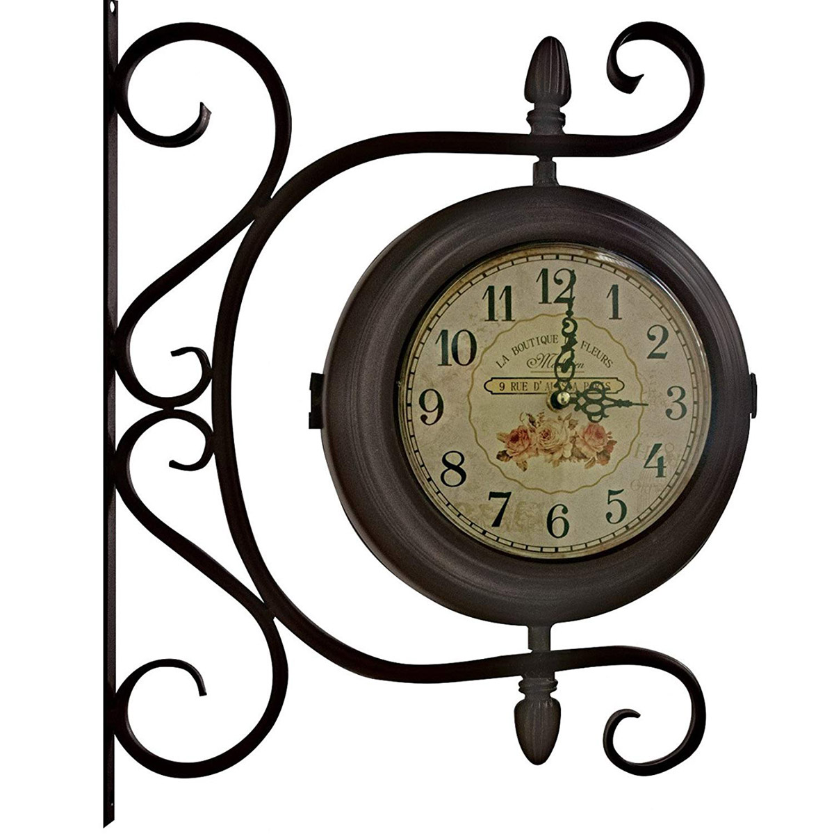 WBD012__1 floral station style brown wall clock Interior Flair