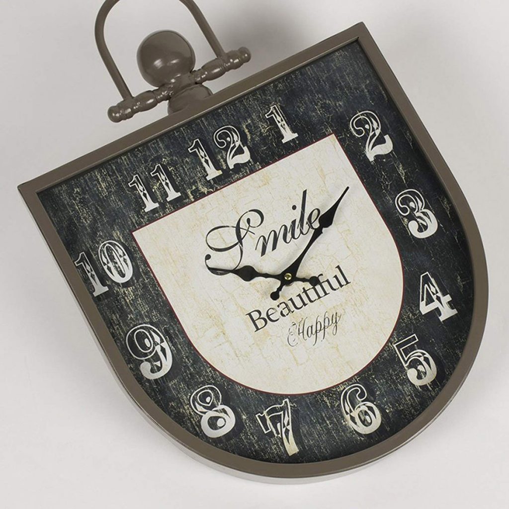 WBD022_3 smile happy brown wall clock