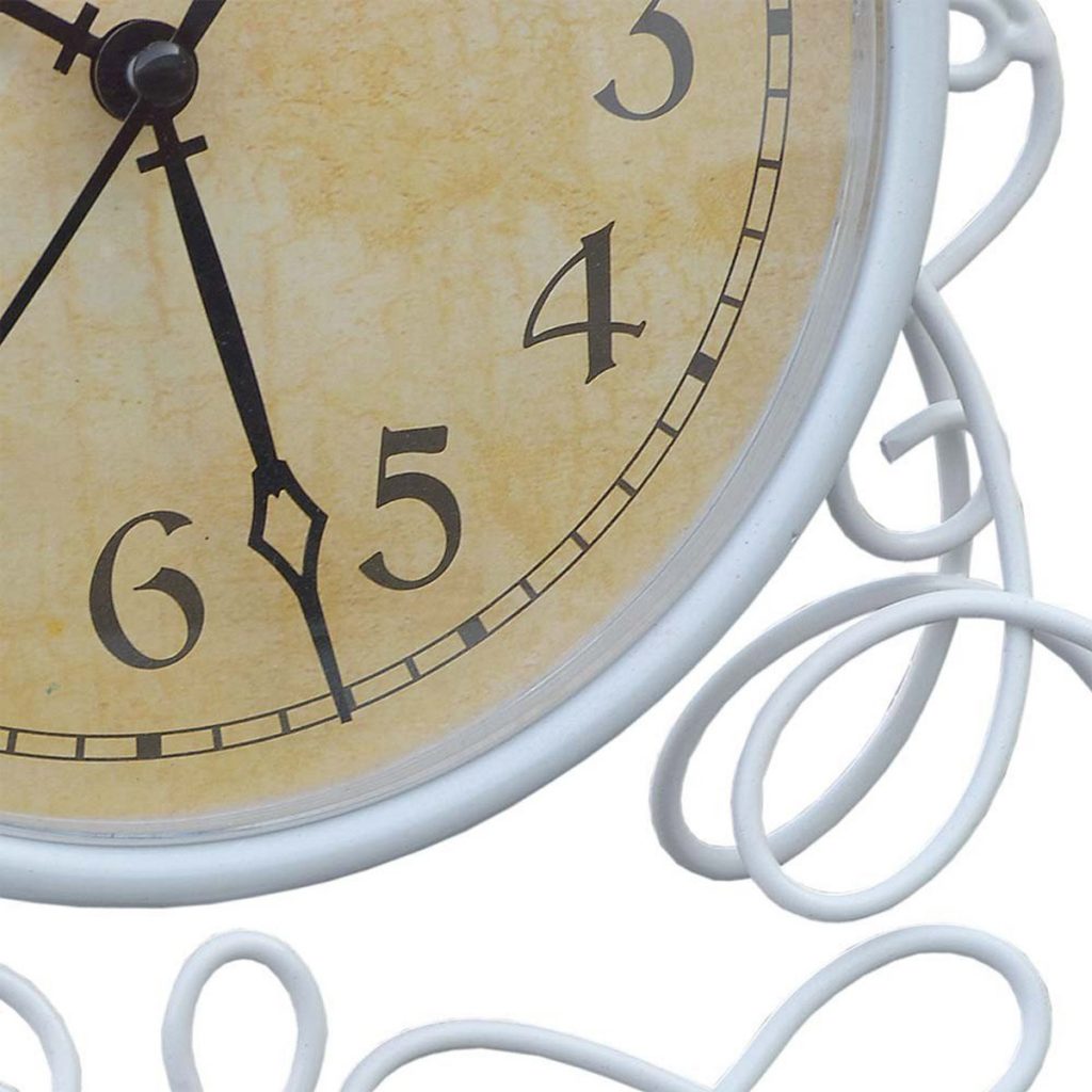 ke197atm1-det1 white ornate metal clock