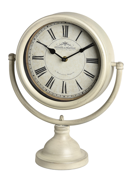 15572 antique cream round mantel clock stand Interior Flair