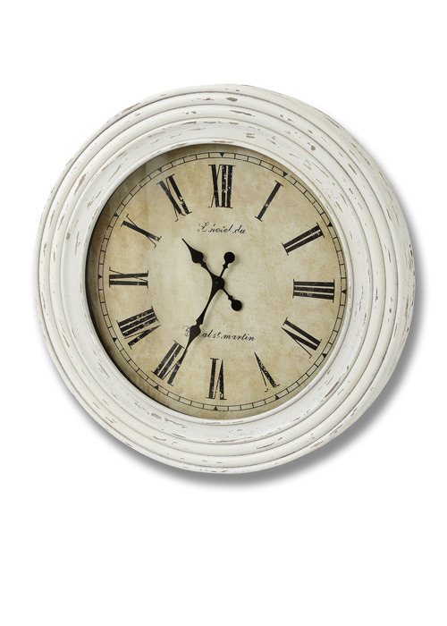 15592 french country white extra large round clock Interior Flair