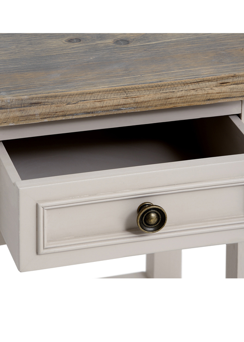 16259-a grey wooden plant stand table with drawer