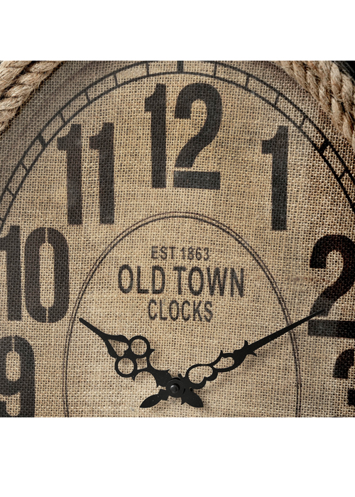 17219-a antique style brown hessian oval wall clock