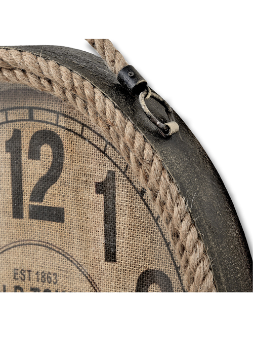 17219-b antique style brown hessian oval wall clock