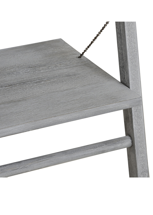 17397b Wide Washed Grey Wooden Ladder Shelf Display Unit Interior Flair