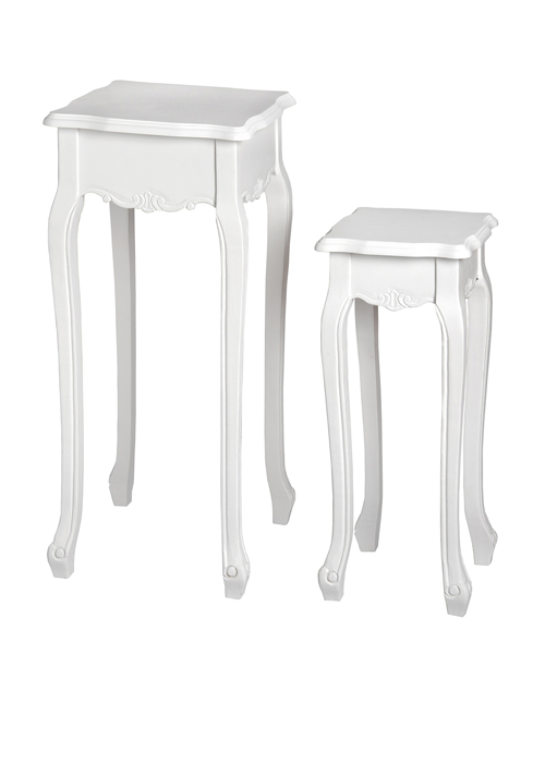 17965-a white pair plant stands tables