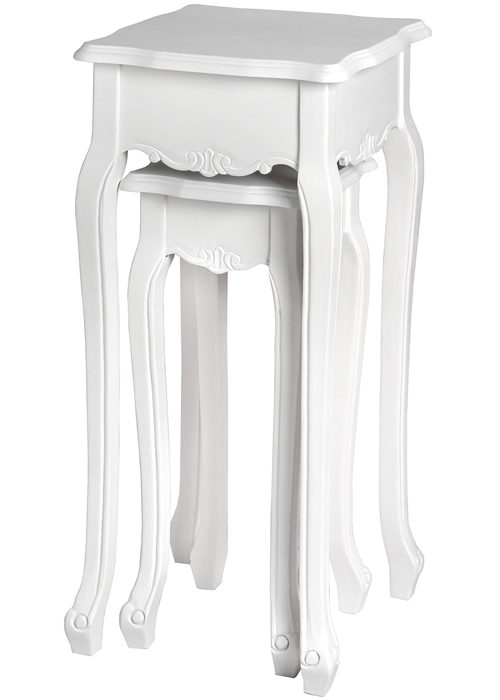 17965 white pair plant stands tables