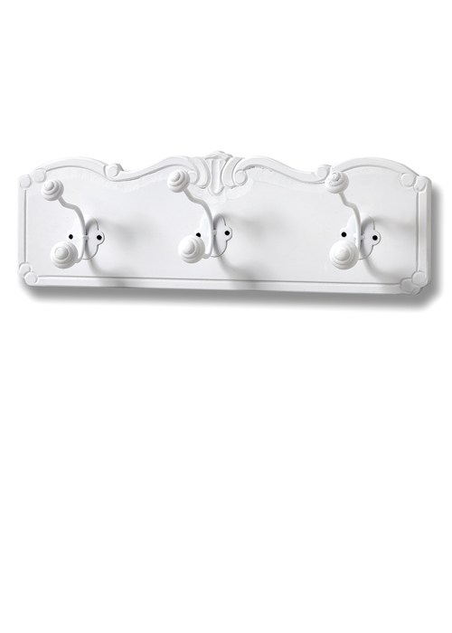 17970 White Wood Coat 3 Double Hooks