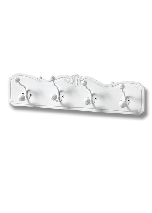 Shabby Chic White 4 Double Coat Hooks - Interior Flair