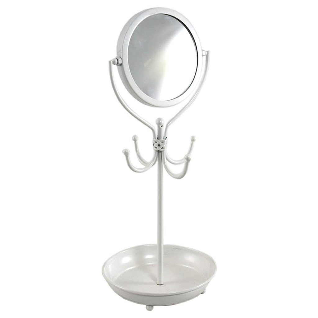 Cream Jewellery Holder Mirror Hooks