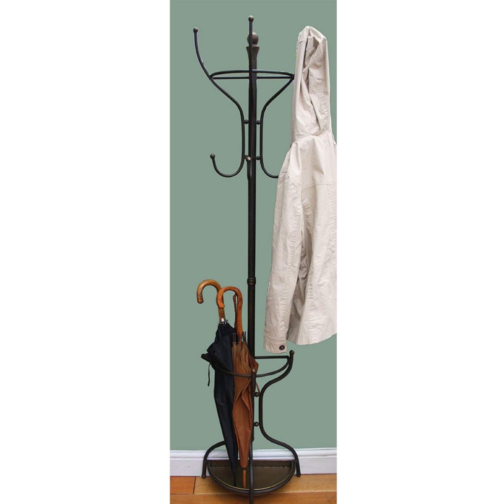LK921_1 Brown Metal Wall Mounted Coat Stand