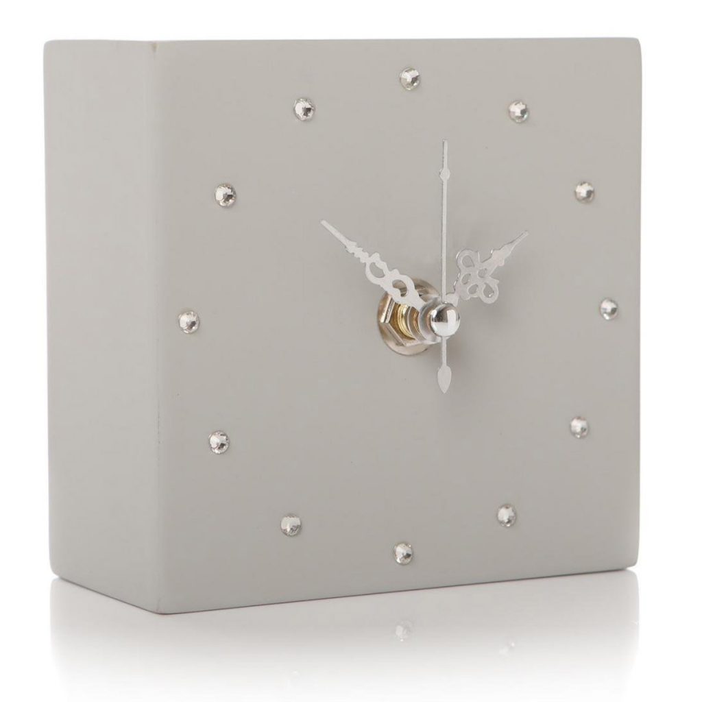 Light Grey Cube Square Silver Clock Interior Flair