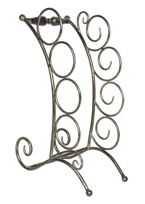 MNX281 grey metal scroll 4 bottle wine rack