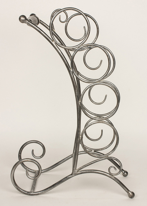 MNX281_1 grey metal scroll 4 bottle wine rack