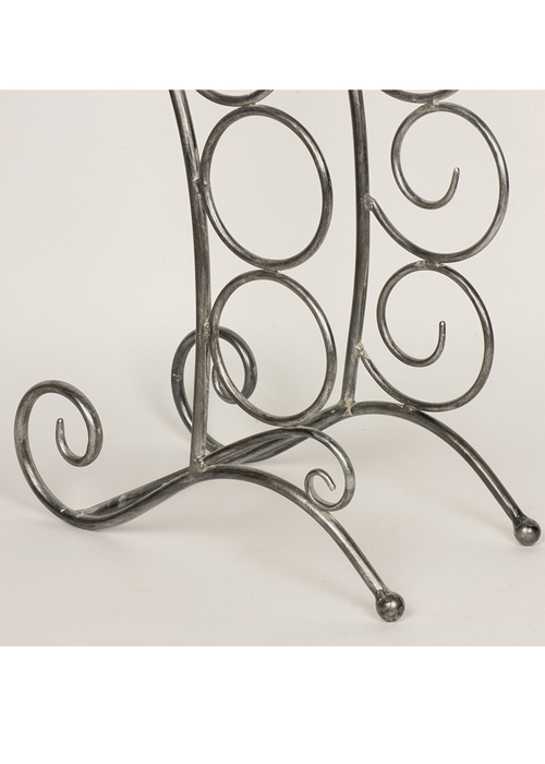 MNX281_3 grey metal scroll 4 bottle wine rack