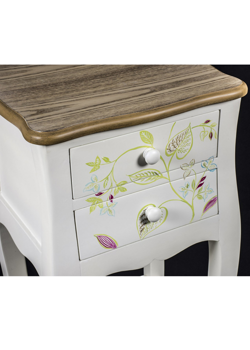 PGO057_3 Country Style Floral Bedside Table