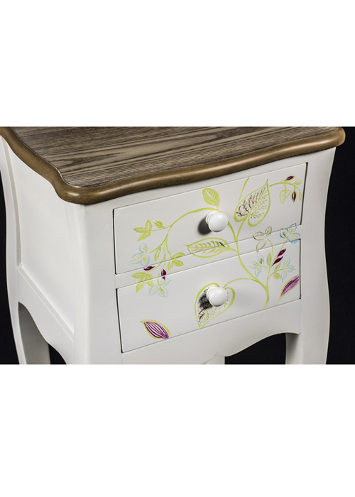 PGO057_4 Country Style Floral Bedside Table