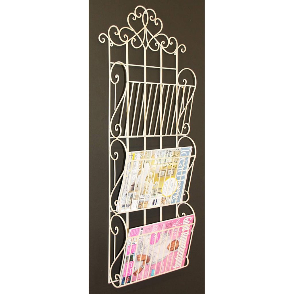 Shabby Chic Wall Mounting Magazine Rack Cream