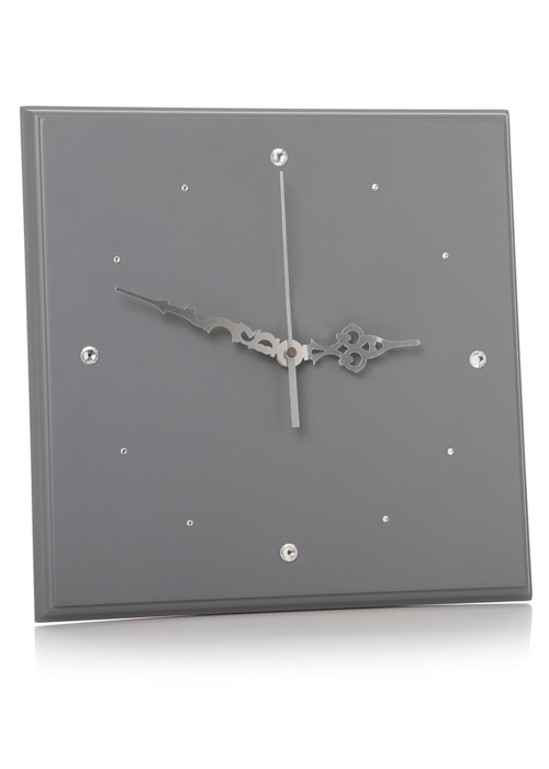 Slate Grey Silver Square Clock