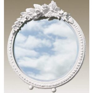 TBM146B-PW-20-20 round white floral mirror