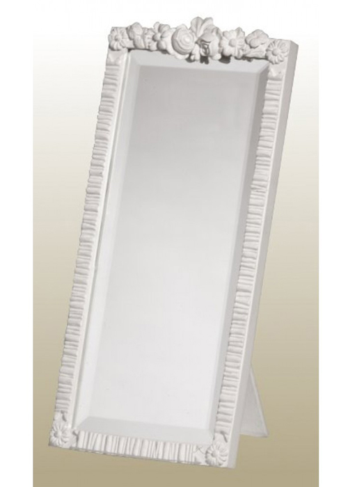 TBM159-PW-17-38 white rectangle floral mirror