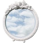 TBM211-PW-20-20 white round floral mirror