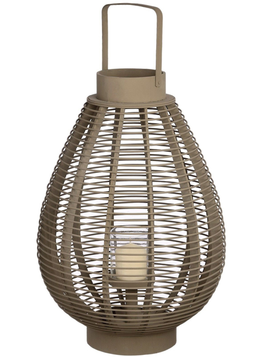 Vintage Grey Woven Candle Holder Lantern