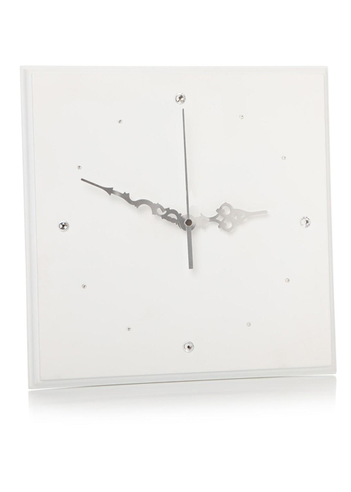 White Decorative Silver Square Clock