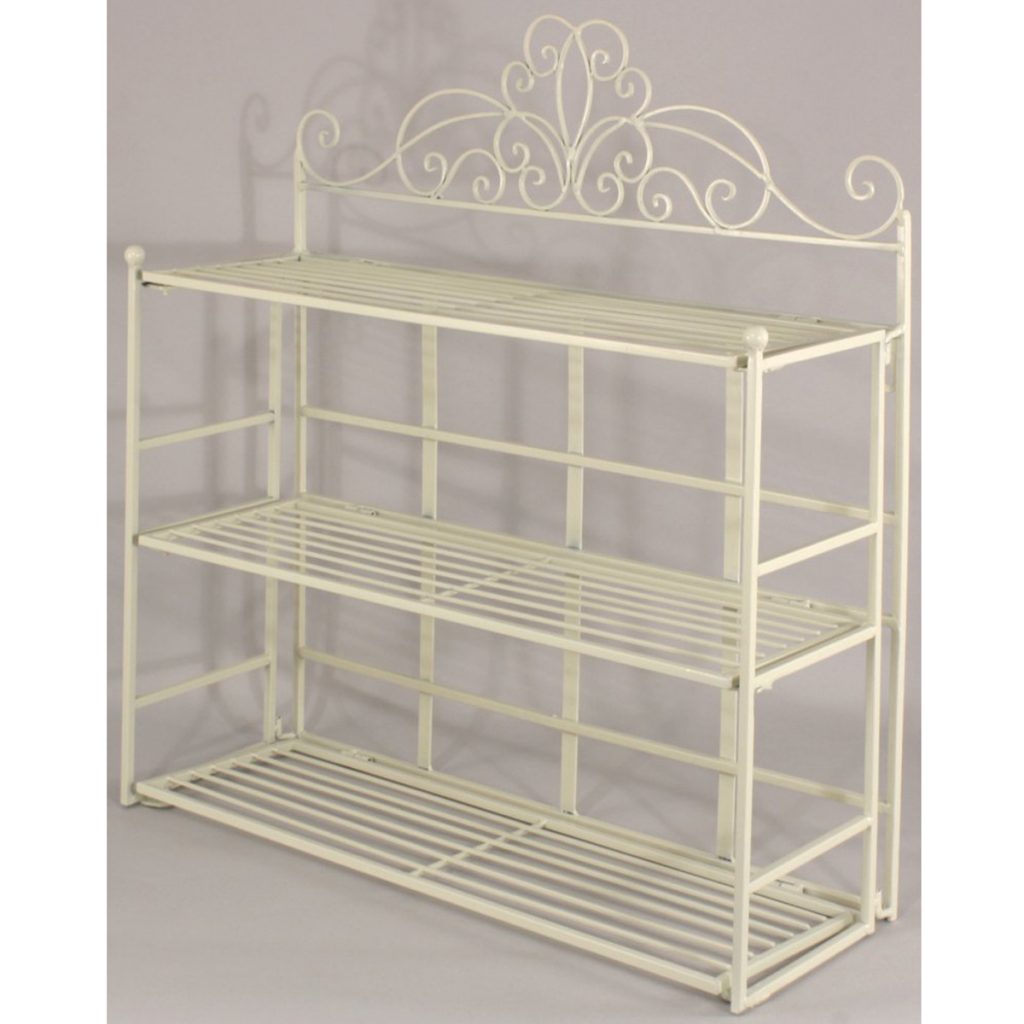 YF1011-1 Shabby Chic Folding Shelf Unit Ivory Cream