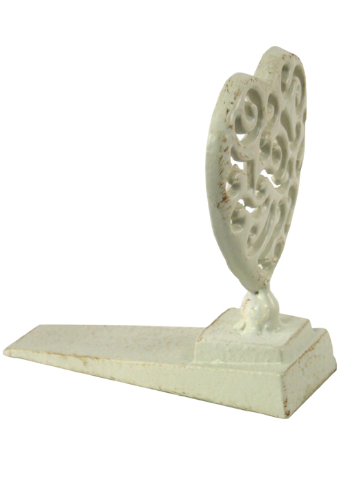 YF883REV-1 Ornate Heart Antique Cream Door Stop Wedge