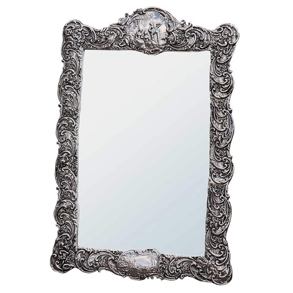 tbm004-sl-32-45 ornate silver grey mirror