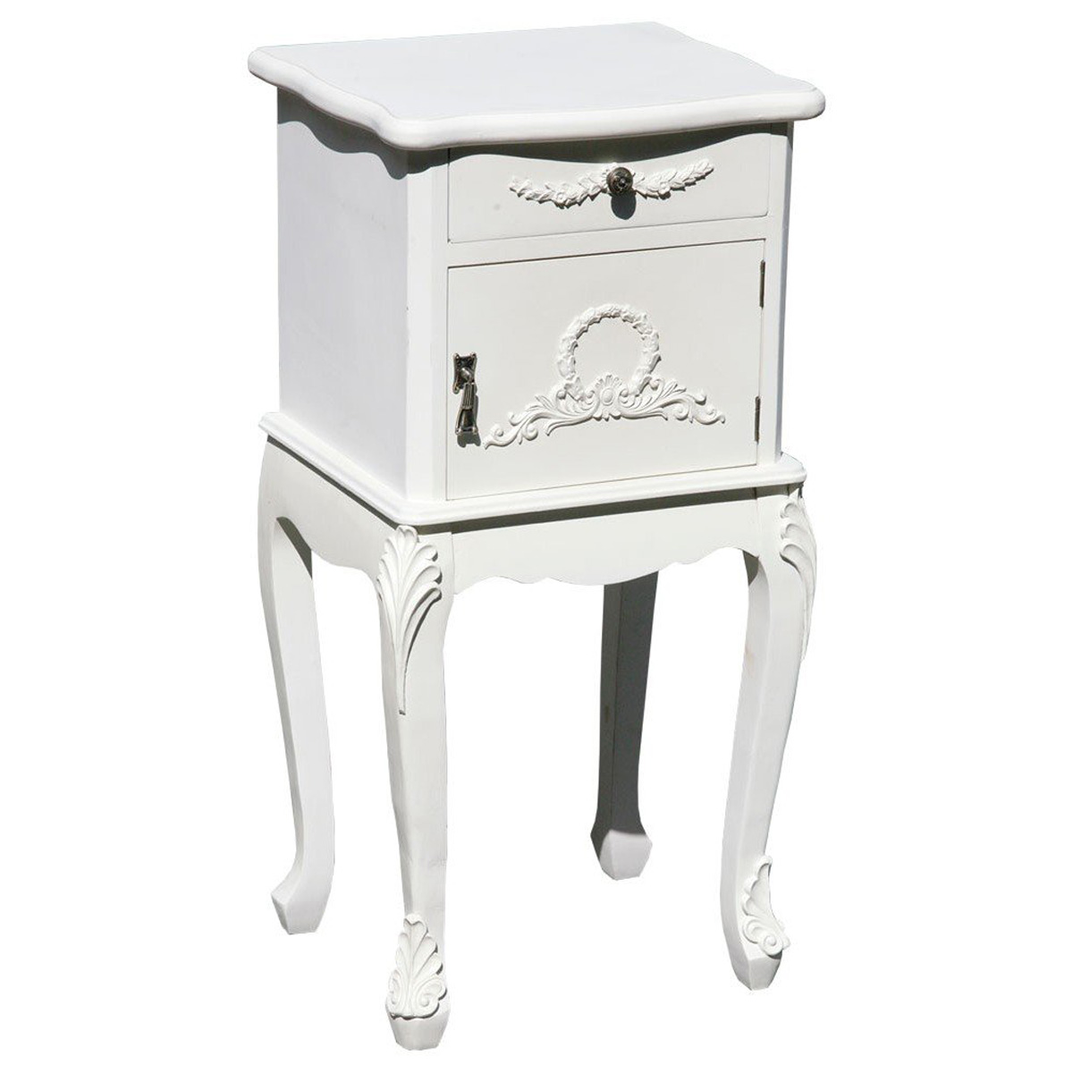 Rococo Style Antique White Bedside Interior Flair