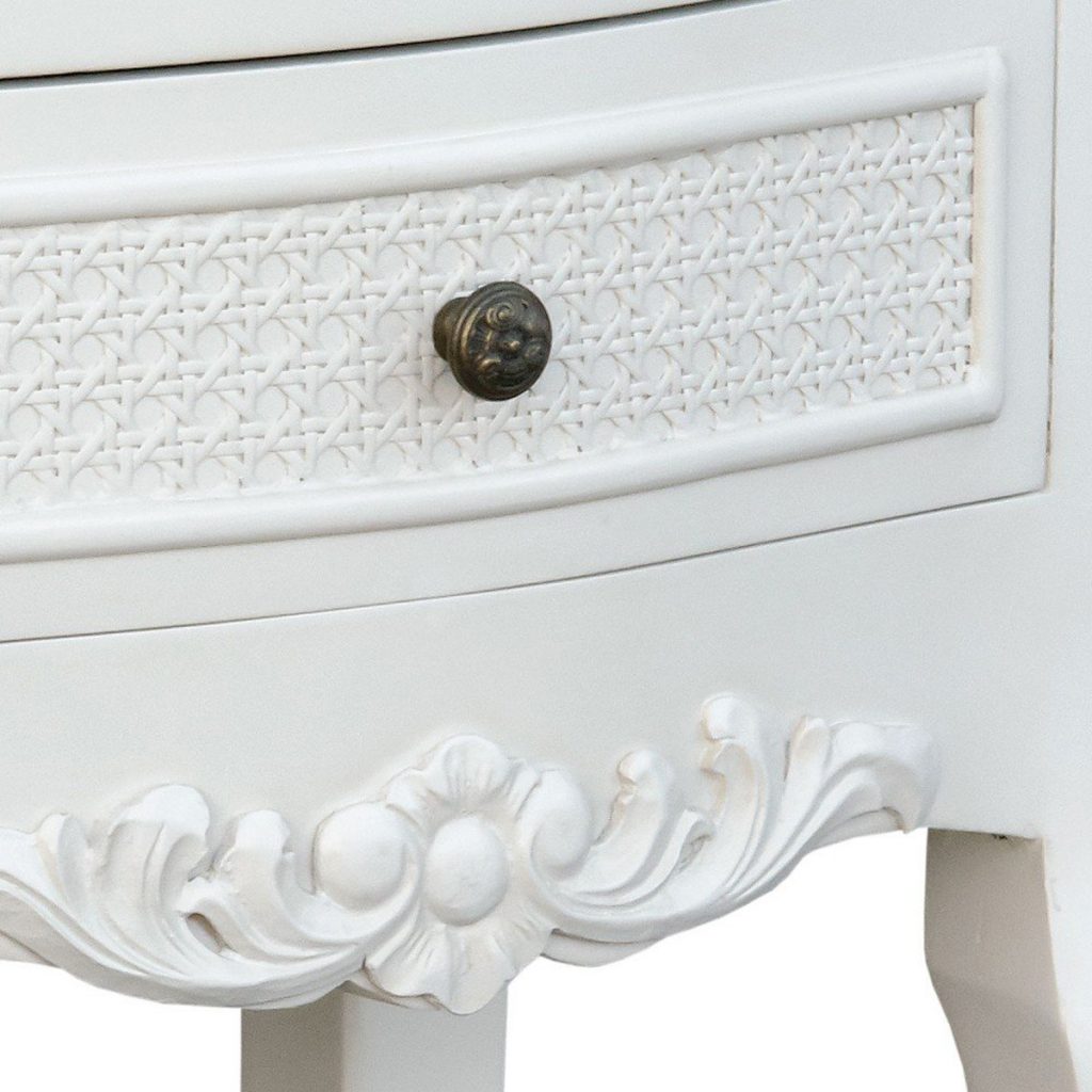 tfc9802-aw-det1 Antique White Floral Bedside Cabinet
