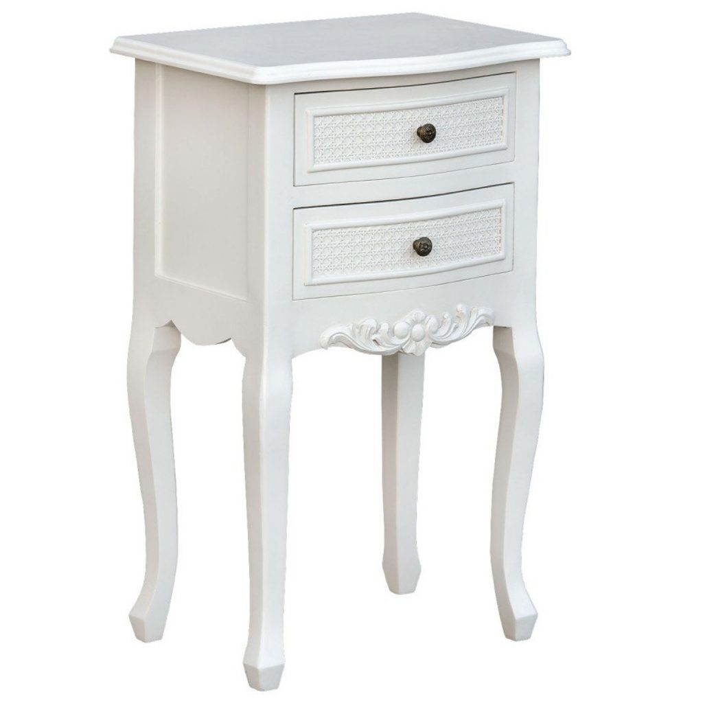 tfc9802-aw_1 Antique White Floral Bedside Cabinet
