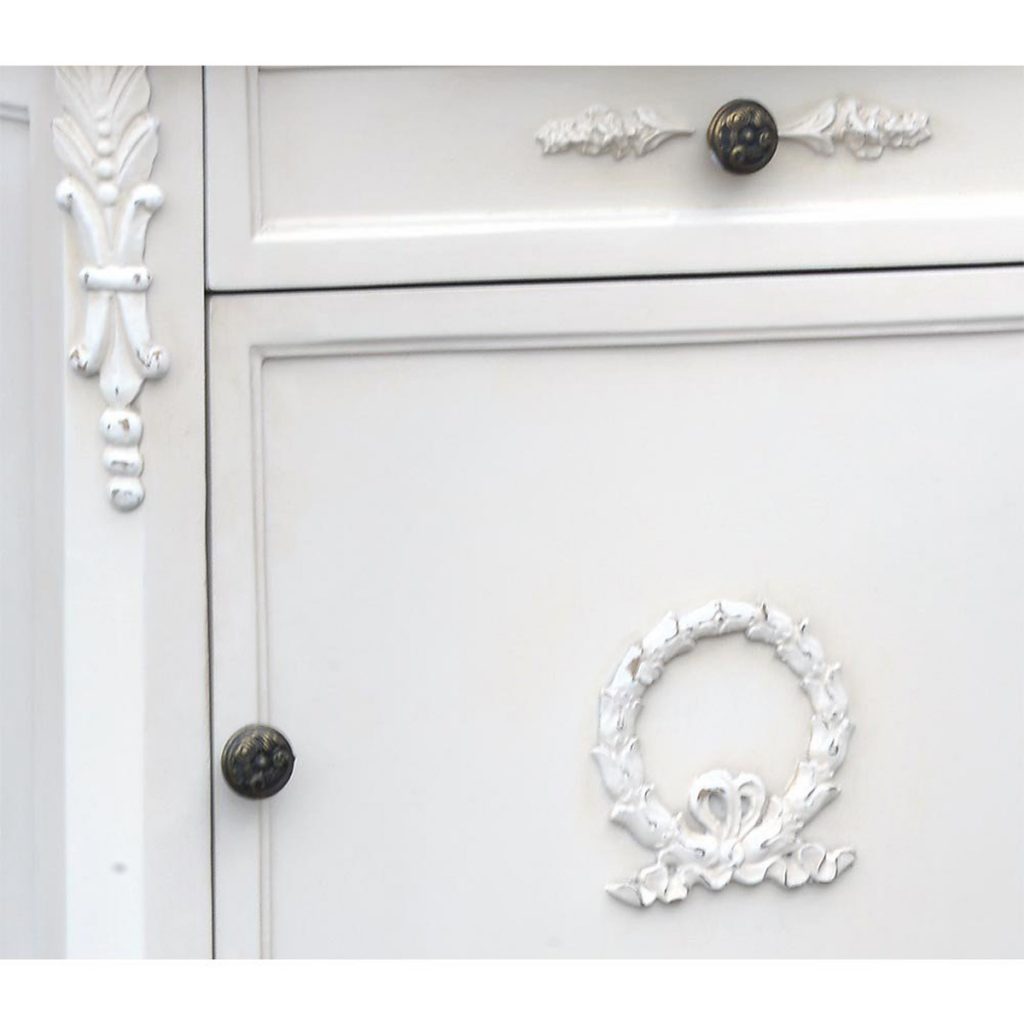 tfc9916-aw-det1 Shabby Chic Antique White Bedside Cabinet