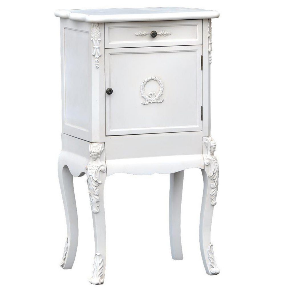 tfc9916-aw_1 Shabby Chic Antique White Bedside Cabinet