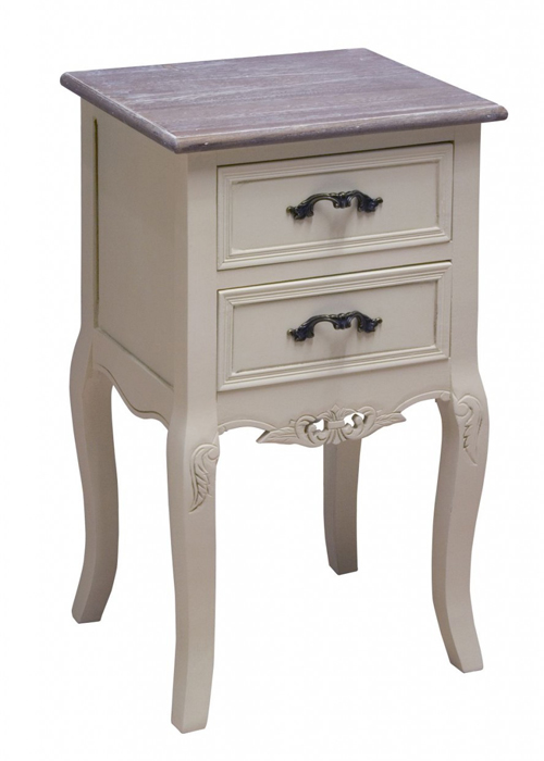 zjw003-angled Cream Limed Finish Bedside Table