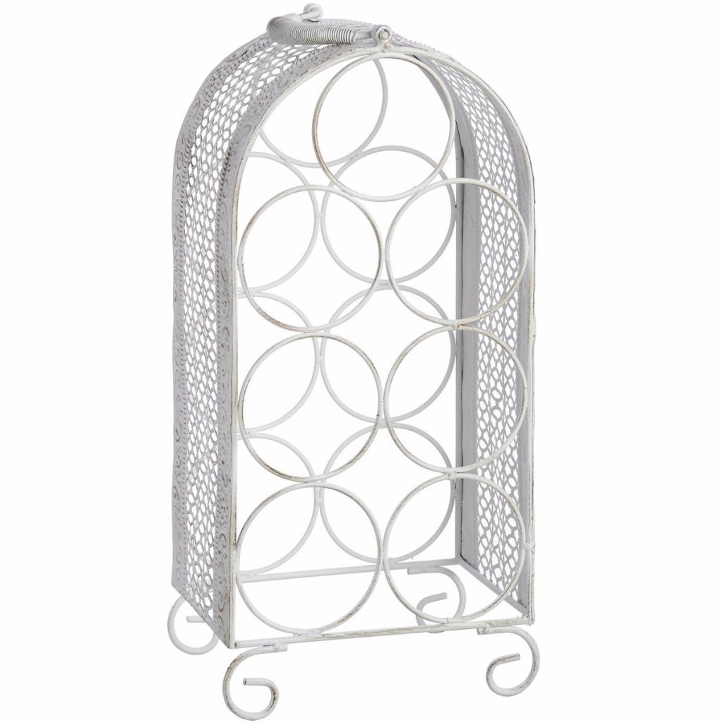 14229-a Shabby Chic White 7 Bottle Wine Rack
