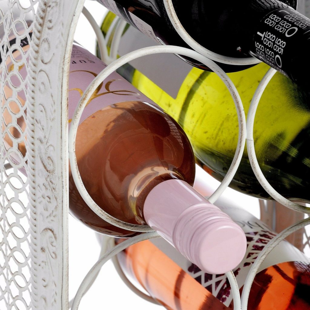 14229-b Shabby Chic White 7 Bottle Wine Rack
