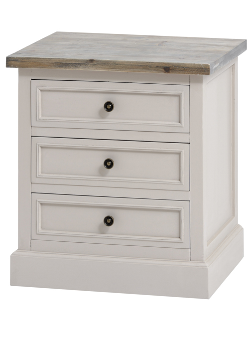 16230 Elegant Classic Soft Grey Fully Assembled Wooden 3 Drawer Side Table