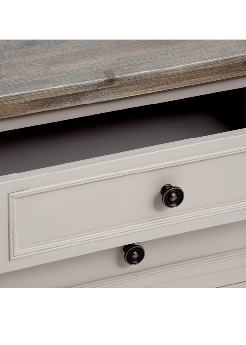 16230-a Elegant Classic Soft Grey Fully Assembled Wooden 3 Drawer Side Table
